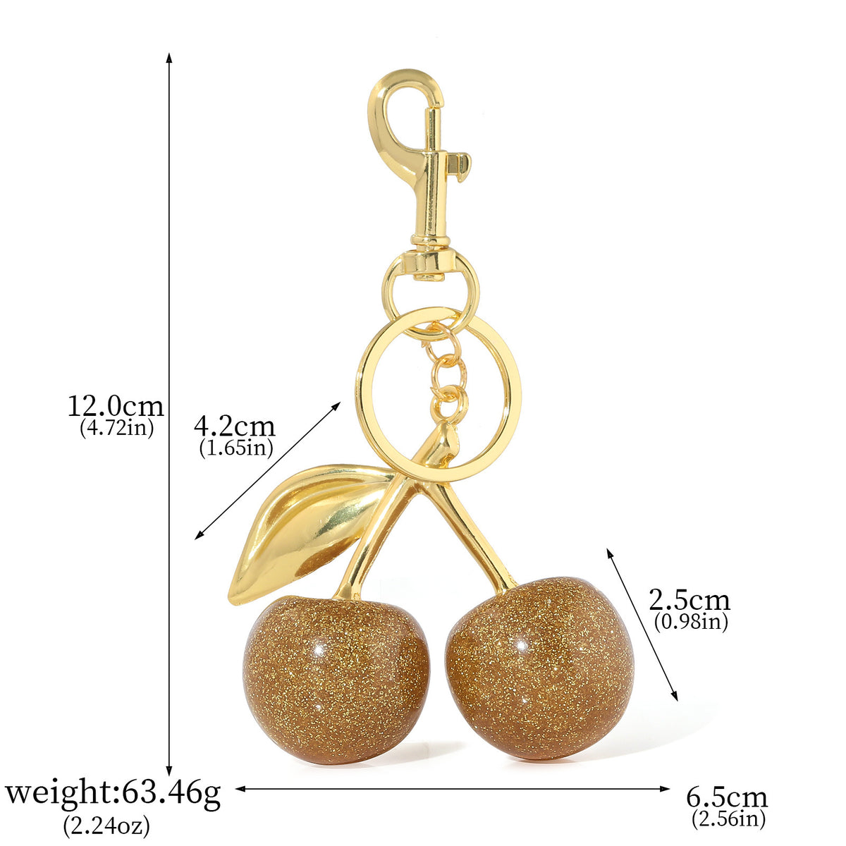 A Pair Of Red Cherry Crystal Bag Glitter Keychain K0085803 Independent Packaging