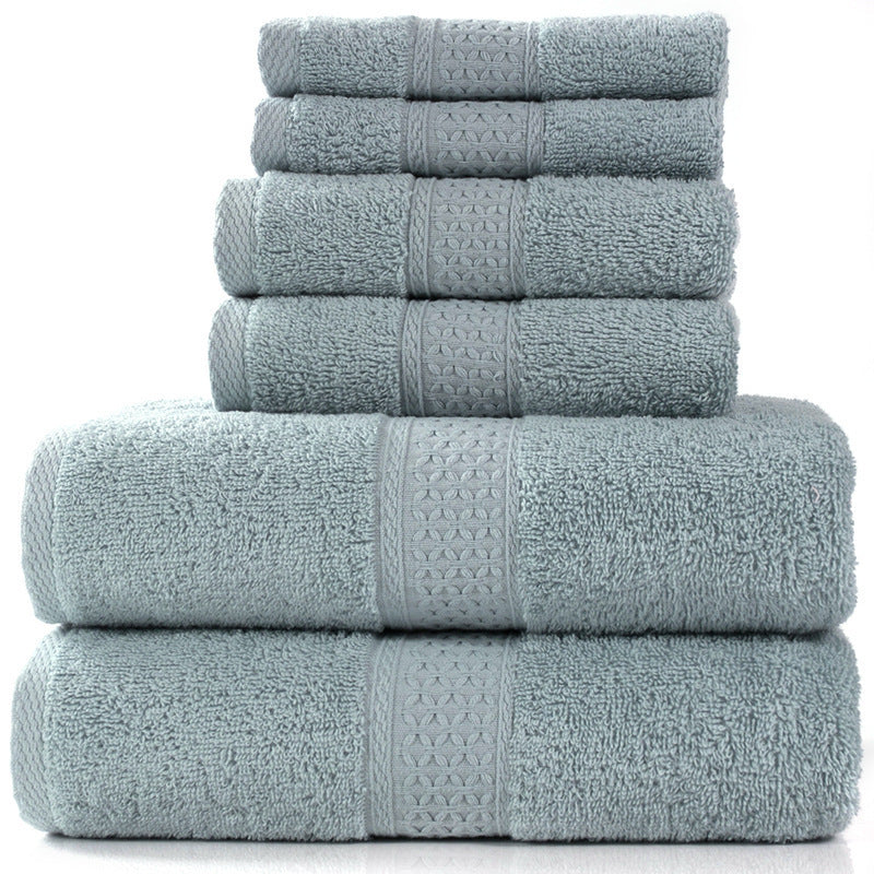 Cotton absorbent towel set of 3 pieces and 6 pieces Medium grey Q6pcs