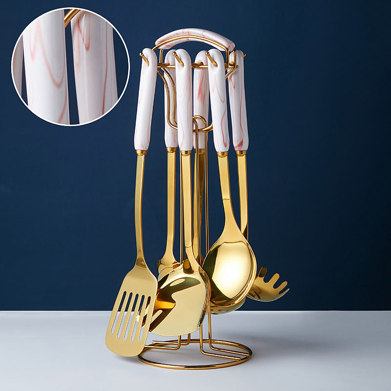 Creative Marble Ceramic Stainless Steel Kitchenware Pink gold
