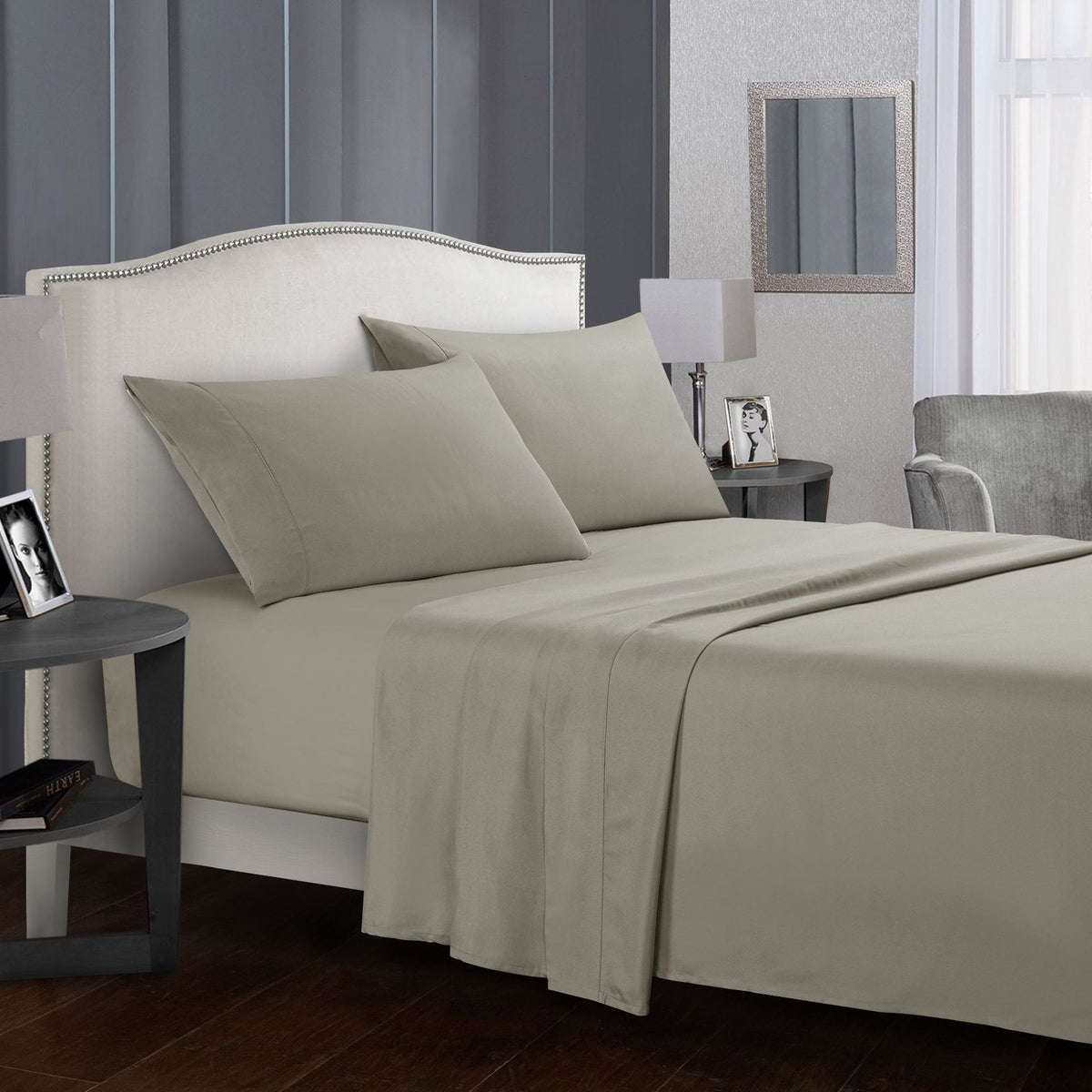 Four-piece bed sheet set Khaki