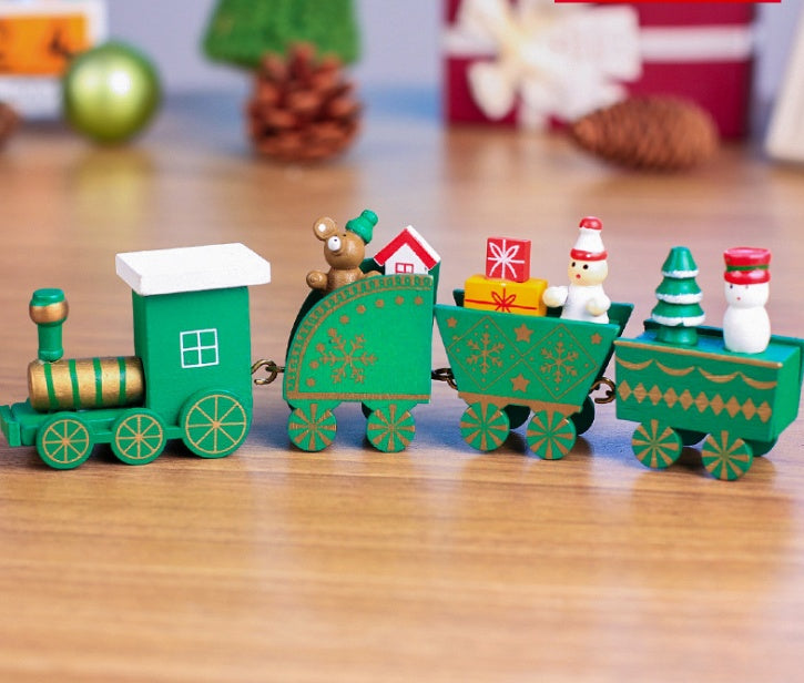 4pcs Mini Wood Train Toys Green