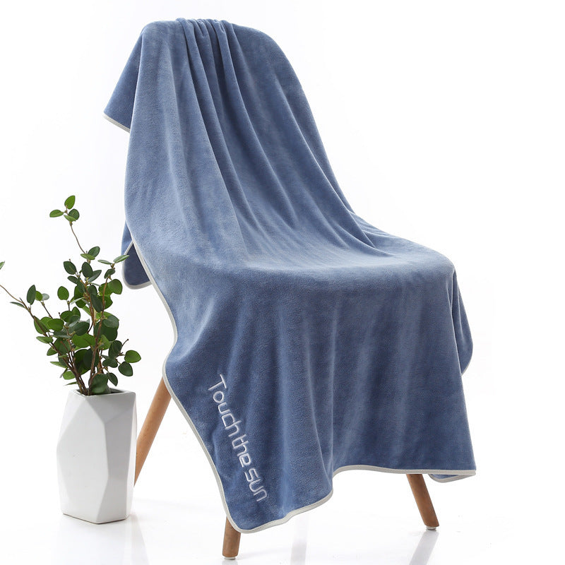 Thickened Youth Pie Microfiber Daisy Bath Towel Blue Letter