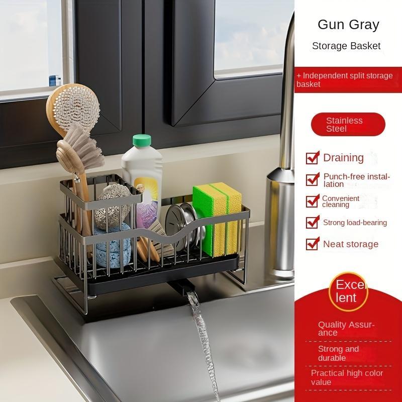 Kitchen Household Wall-mounted Multifunctional Multi-layer Carbon Steel Cleaning Supplies Rack
