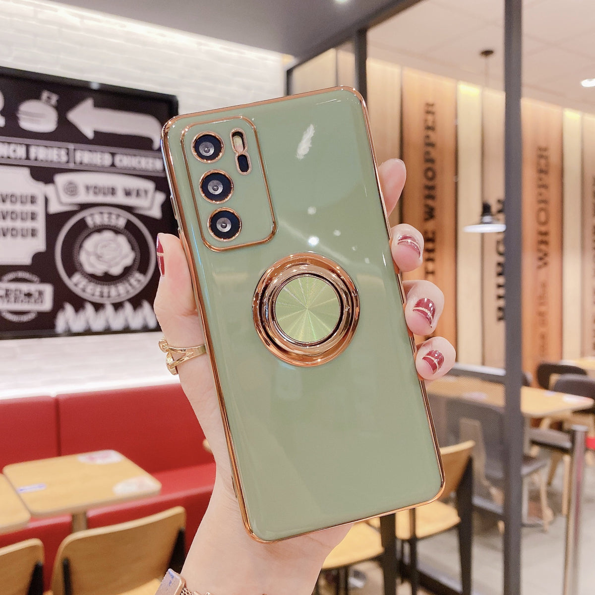 Mobile Phone Shell P40PRO Ring Buckle Bracket Magnetic Car M40 Electroplating Fine Hole Nova8 Mint Green