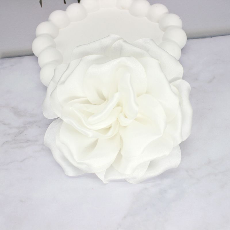 Elegant Business Suit Accessories Big Flower Sweater Brooch White