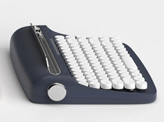 Tablet Phone Wireless Bluetooth External Keyboard Retro Typewriter Navy Blue