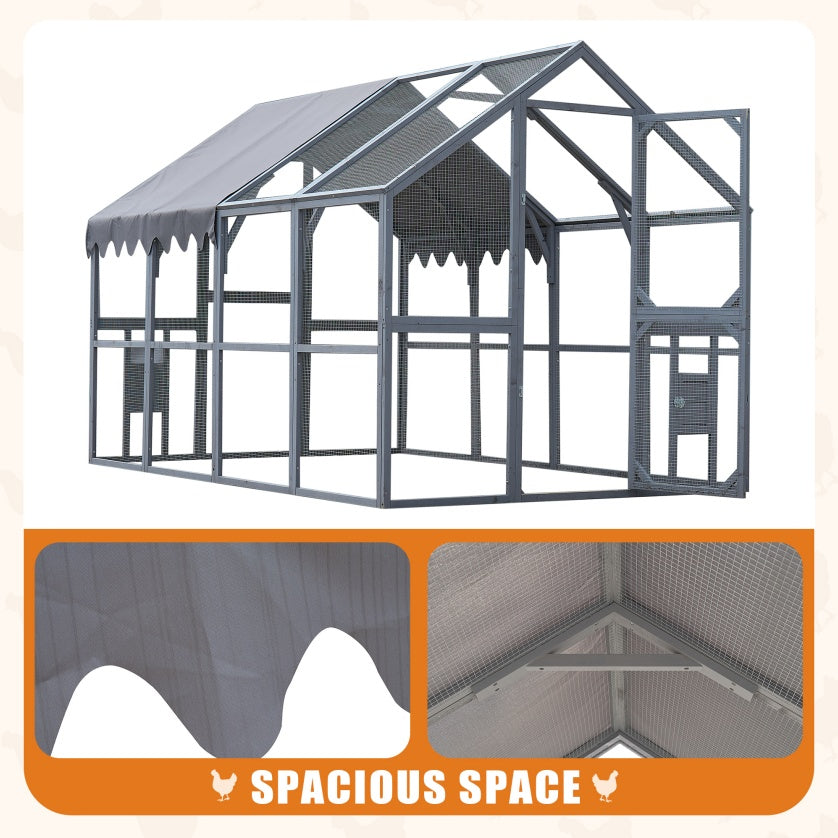 Outdoor Chicken Coop Enclosures 110 Large Kitten Playpen ,Upgrade Waterproof Cover-GREY
