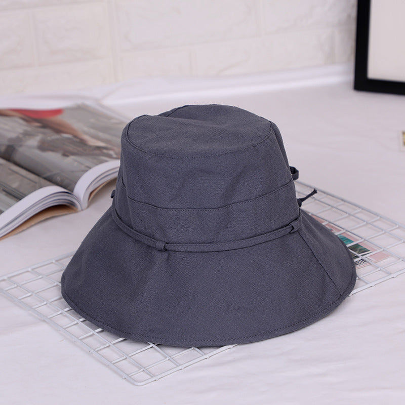 Women's summer solid color fisherman hat Grey One size
