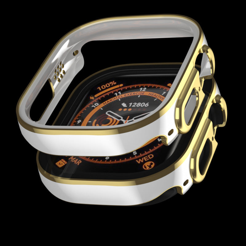 Protection Case AppleWatchUltra Case AppleWatch Two-color All-in-one Case White gold