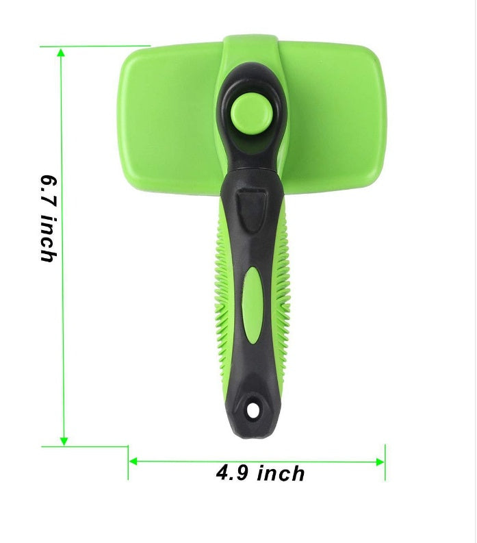 Pet Automatic Retractable Comb Green