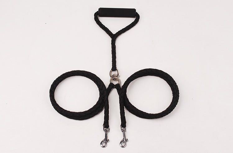 Braided PP round rope dog leash dog leash Black 1.4 meters