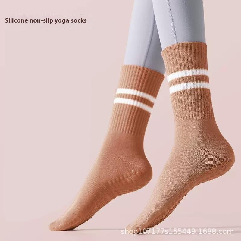 Mid-calf Yoga Socks Non-slip Professional Women's Fitness Orange Red Free Size