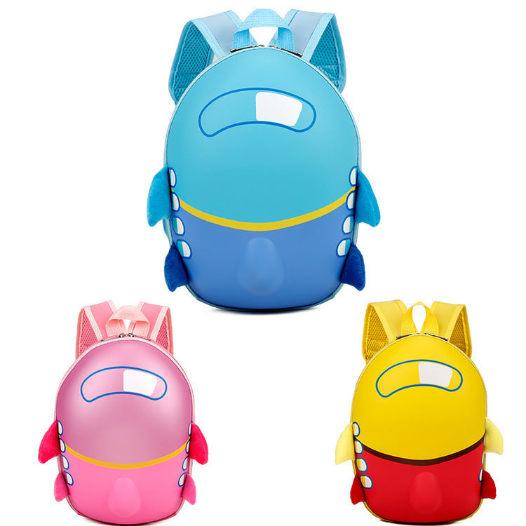 Wholesale children's cartoon kindergarten schoolbag small aircraft hard shell backpack waterproof eggshell double shoulder bag Yellow