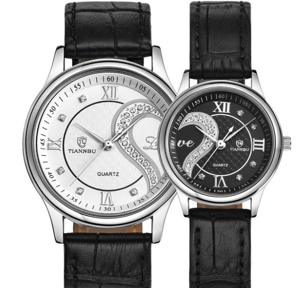 Belt couple watch couple watch pair White black