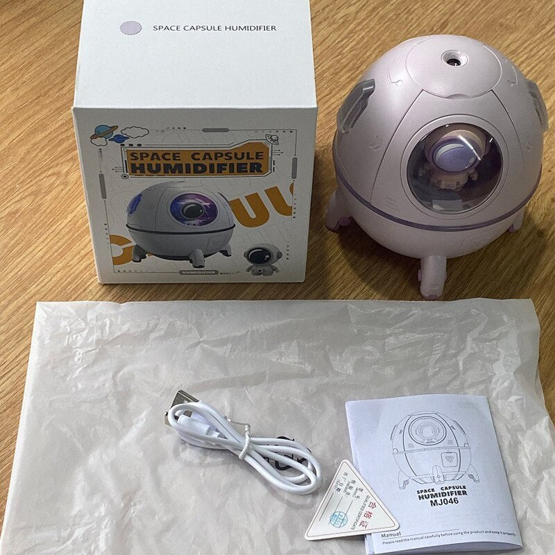 Portable Humidifier Desktop USB Astronaut Space Air Humidifier Diffuser 220ML With Colorful Led Light Christmas Gift Purple without battery