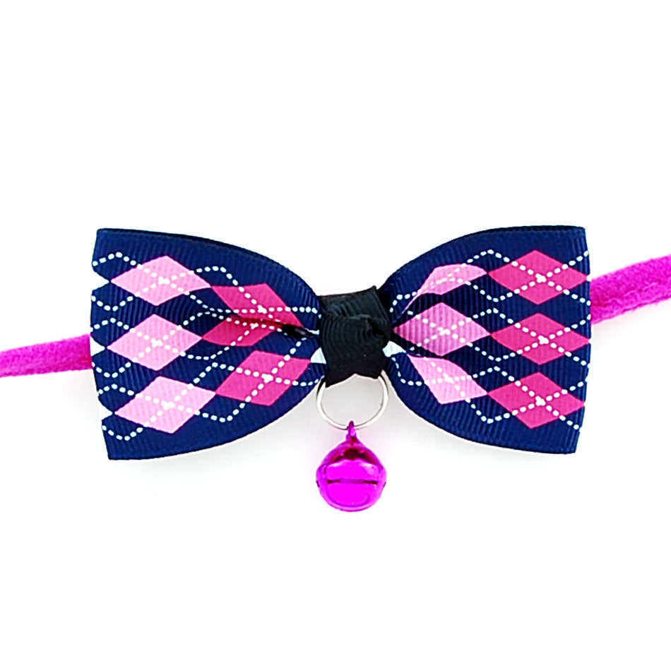 Pet accessories pet bow Blue diamond lattice