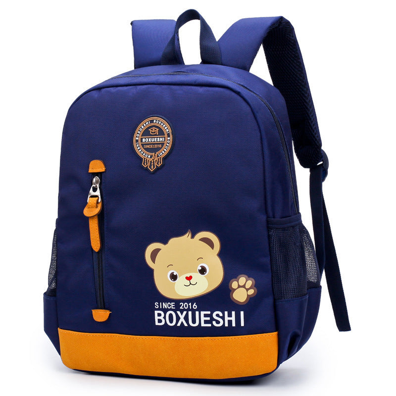 A cartoon bear nursery school schoolbag, schoolbag, schoolboy, boy and boy, baby boy and baby travel back Deep blue