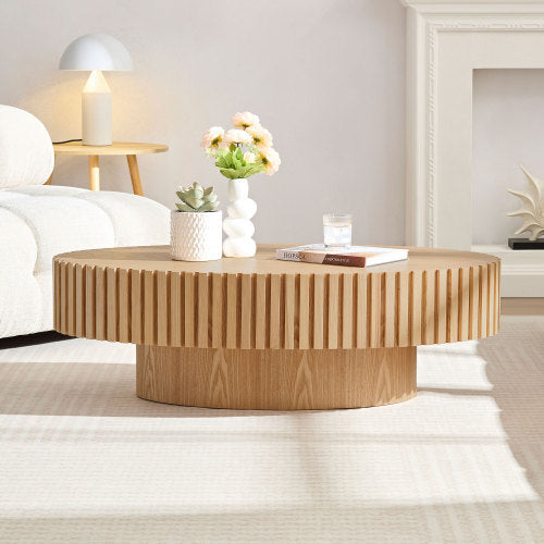 Modern Handmade Drum Coffee Table Natural Ash