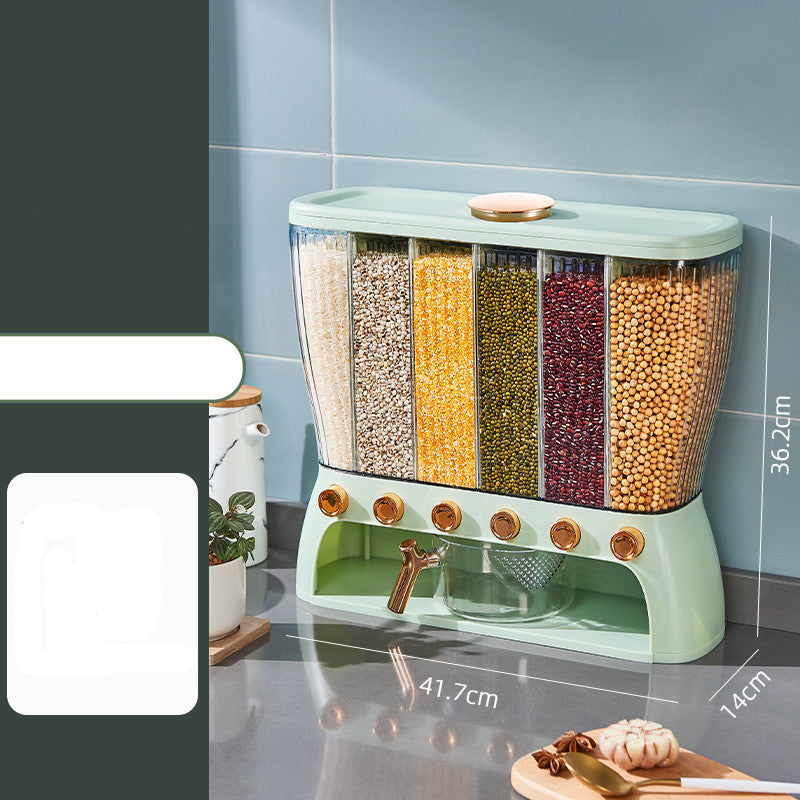 Kitchen Grains Separate Storage Box Compartment Green