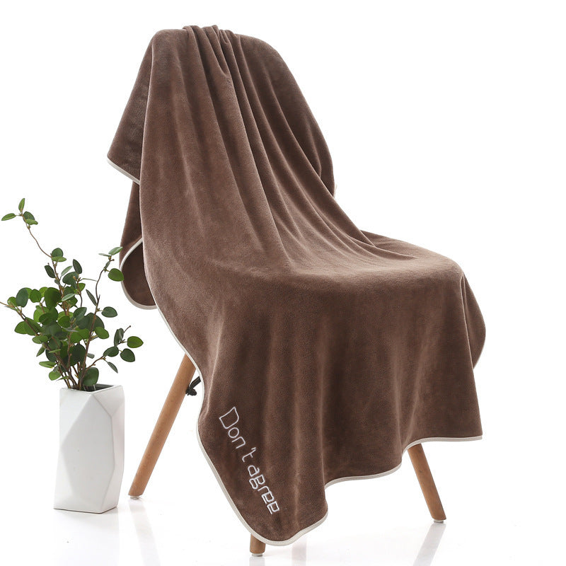 Thickened Youth Pie Microfiber Daisy Bath Towel Brown Letter