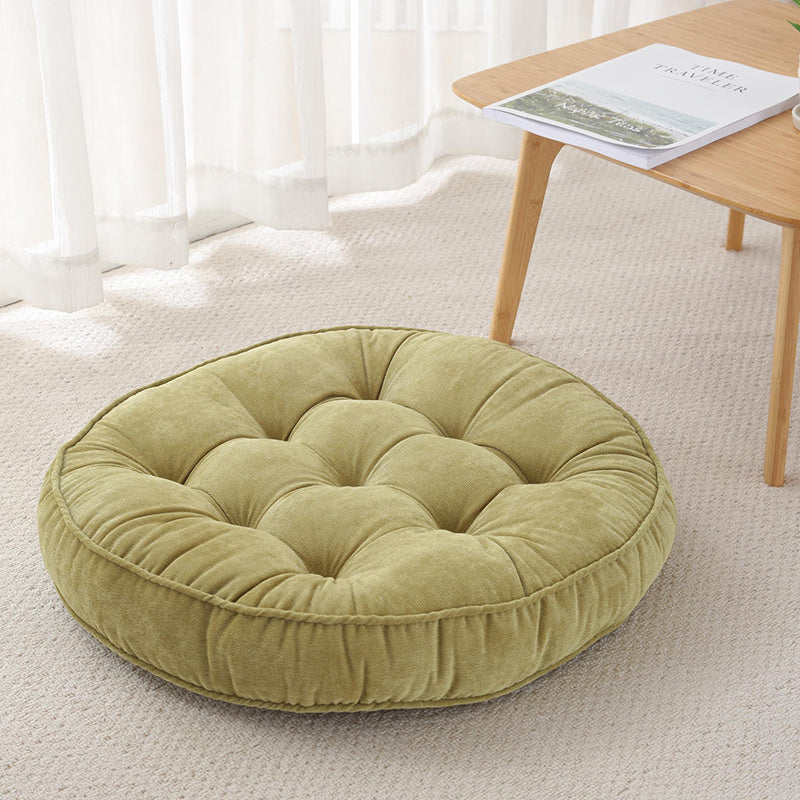Corduroy solid color padded cushion Light Green