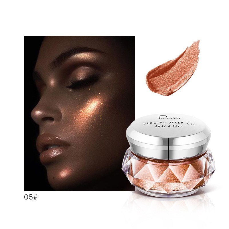 Face Highlighter Jelly Gel Mermaid Eyeshadow Glow Body Glitter Festival Makeup Iluminador Gold Liquid Highlighter Bronzer E