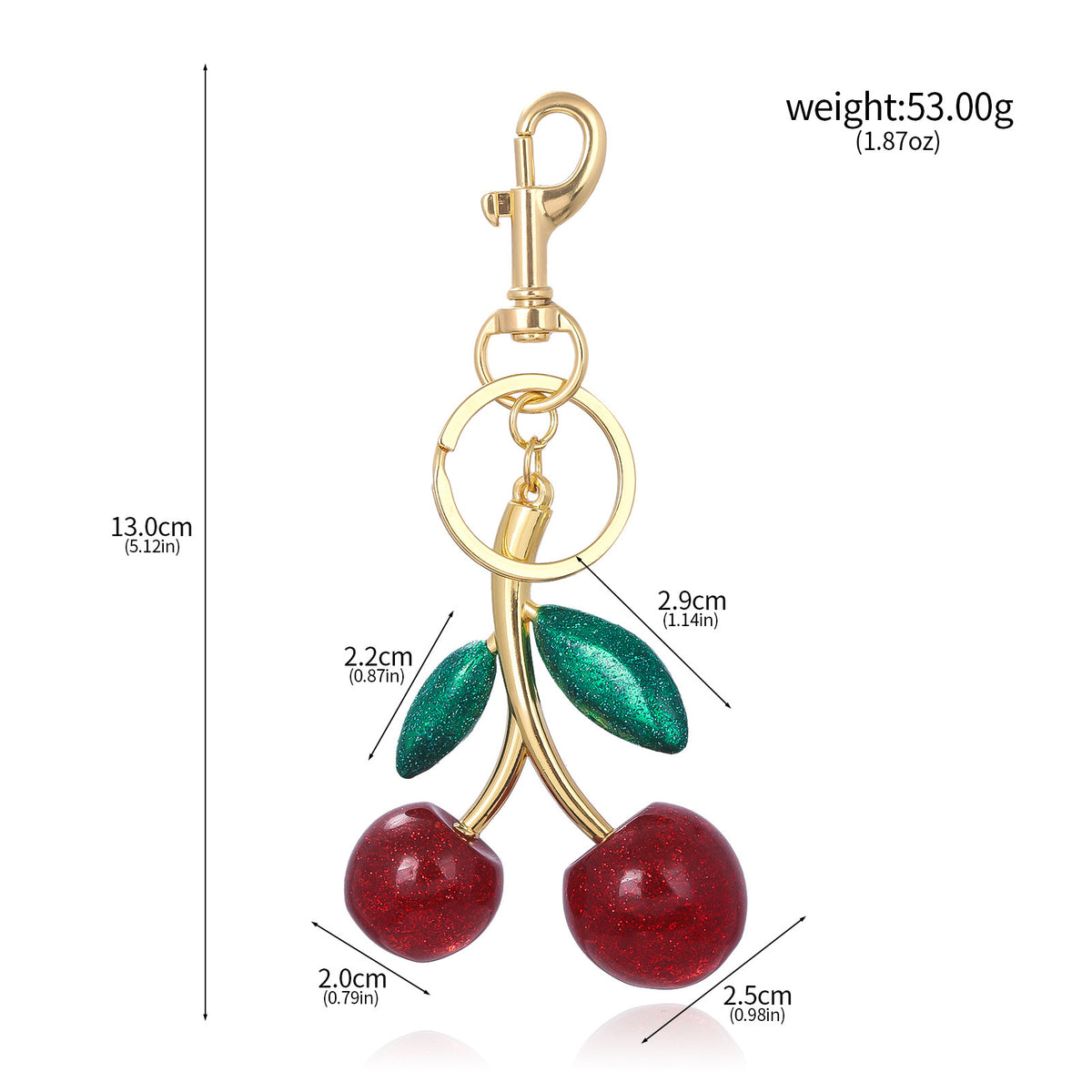 A Pair Of Red Cherry Crystal Bag Glitter Keychain K0087402 Independent Packaging