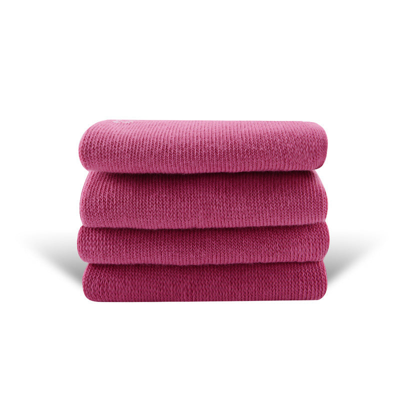 Solid Color High-elastic Mid-calf Boneless Macaron Colored Cotton Socks Rose Pink