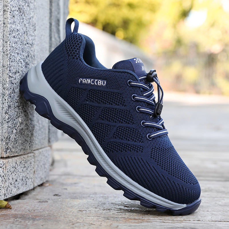 Men's And Women's Wear-resistant Widened Walking Soft Sole Shoes Dark Blue