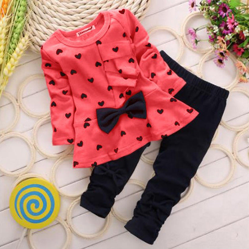 Love bow girl set Red