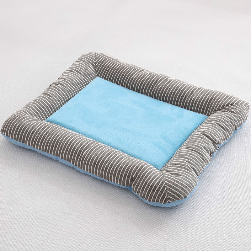 Ice silk pet house Blue stripes