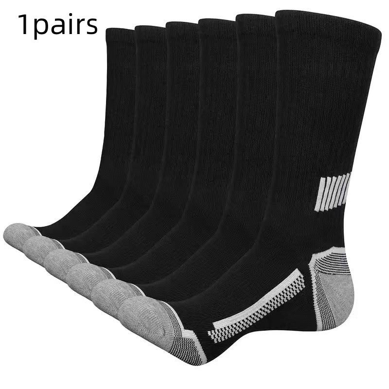 Men's Simple Basketball Mid-calf Socks Black 42To47 1Pairs