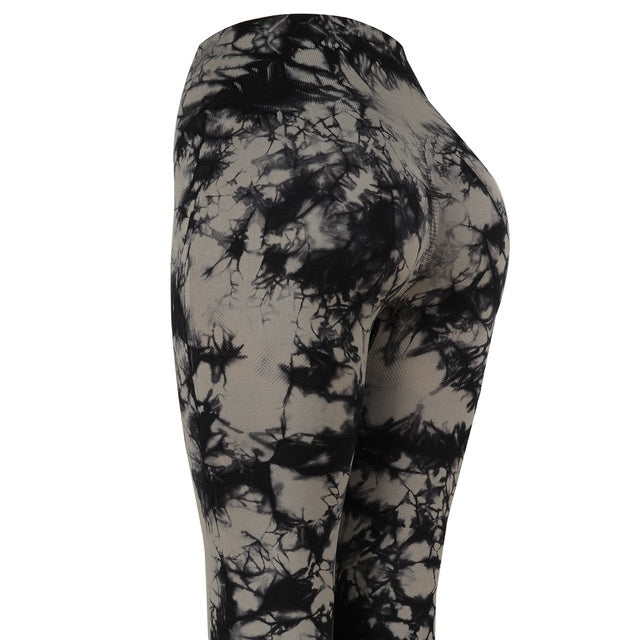 Seamless Bubble Butt Sport Women Fitness Workout Legging Tie dye grey