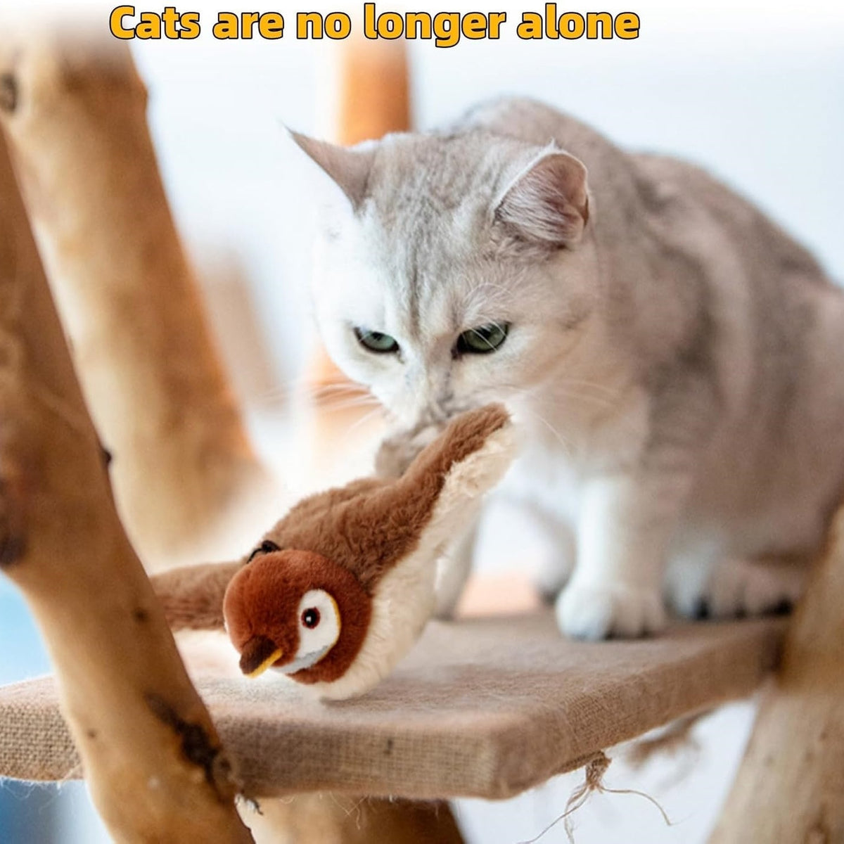 Interactive Chirping Bird Cat Toy, 2025 New Flying Interactive Flapping Chirping Bird Cat Toy, Flapping Bird Cat Toy For Indoor Bored Cats, Flapping Bird Cat Toy