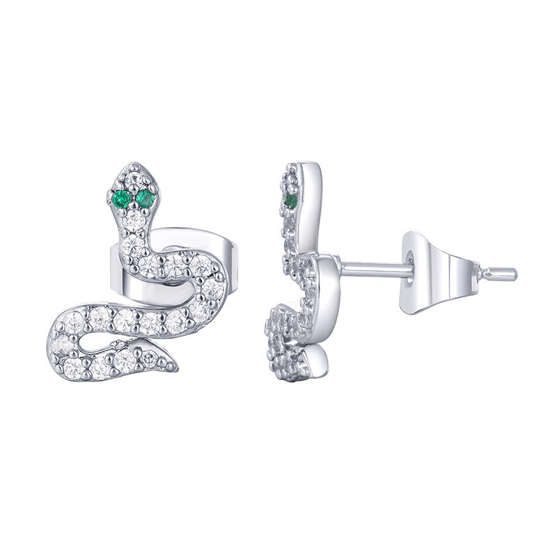 European And American Luxury Zircon Snake Stud Earrings KY0074SS