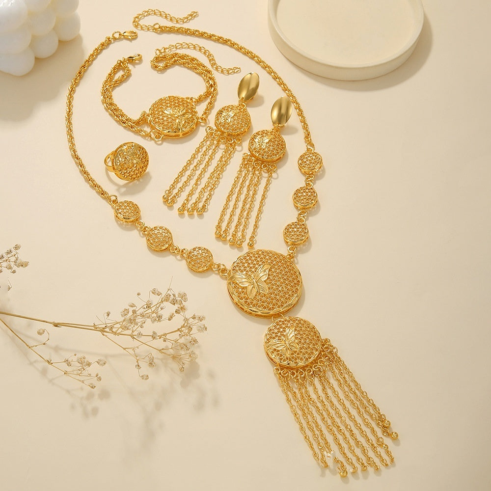 Bridal Necklace Earrings Hollow Carved Jewelry 11color