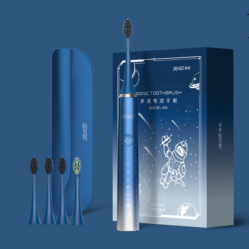 Fully Automatic Soft Bristle Rechargeable Electric Toothbrush Blue USB