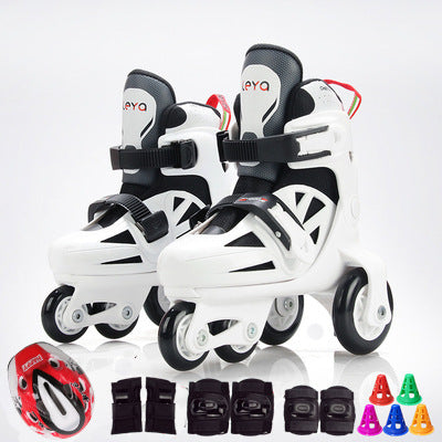 Full Set Of Adjustable Double Row Kids Roller Skates Red panda