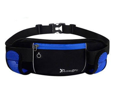 New outdoor sports running pockets multi-function kettle mobile phone pockets personal marathon belt pockets Royal blue 32X12CM