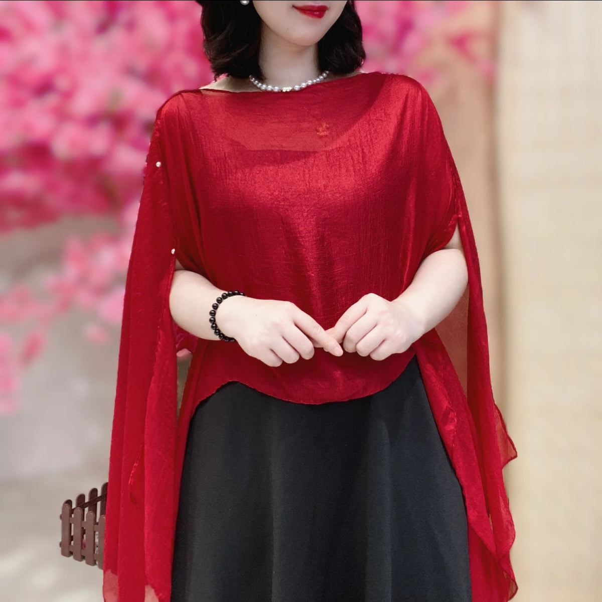 Solid Color Vacation Style Fashionable All-match Sunscreen Pullover Scarf Shawl Wine Red