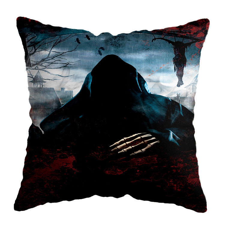 Linen Skull Halloween Pillow Cover 45x45cm A29