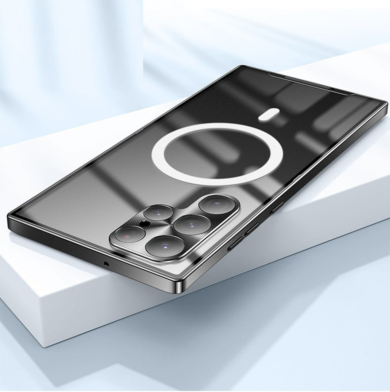 All-inclusive Protective Metal Magnetic Charging Mobile Phone Case Black