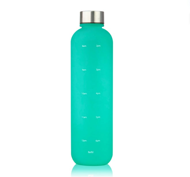 Plastic Water Bottle Frosted Gradient Sports Handle Blue 1L