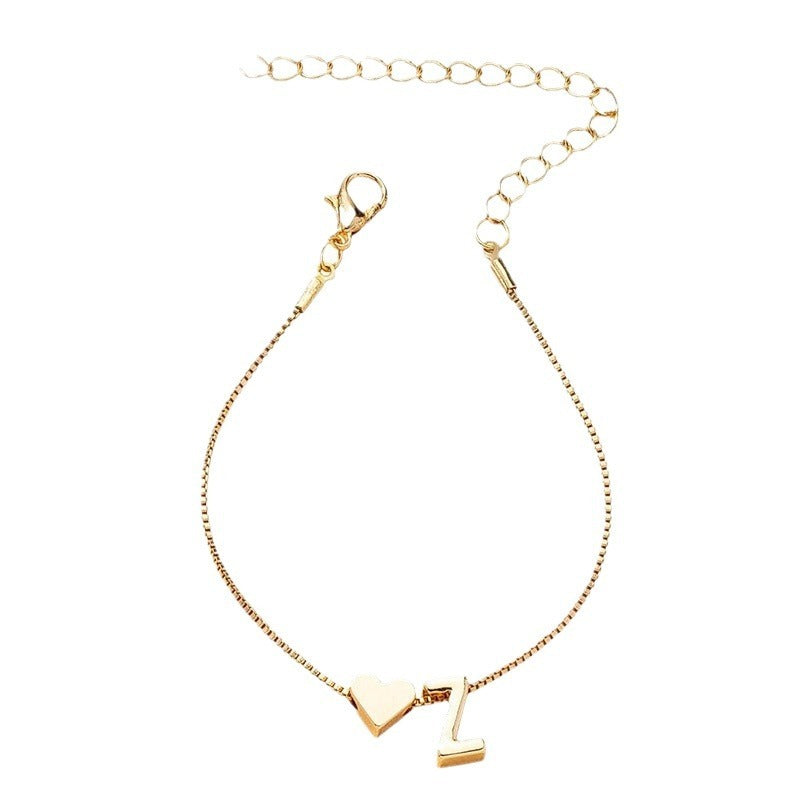 Bracelet Heart-shaped English Letters