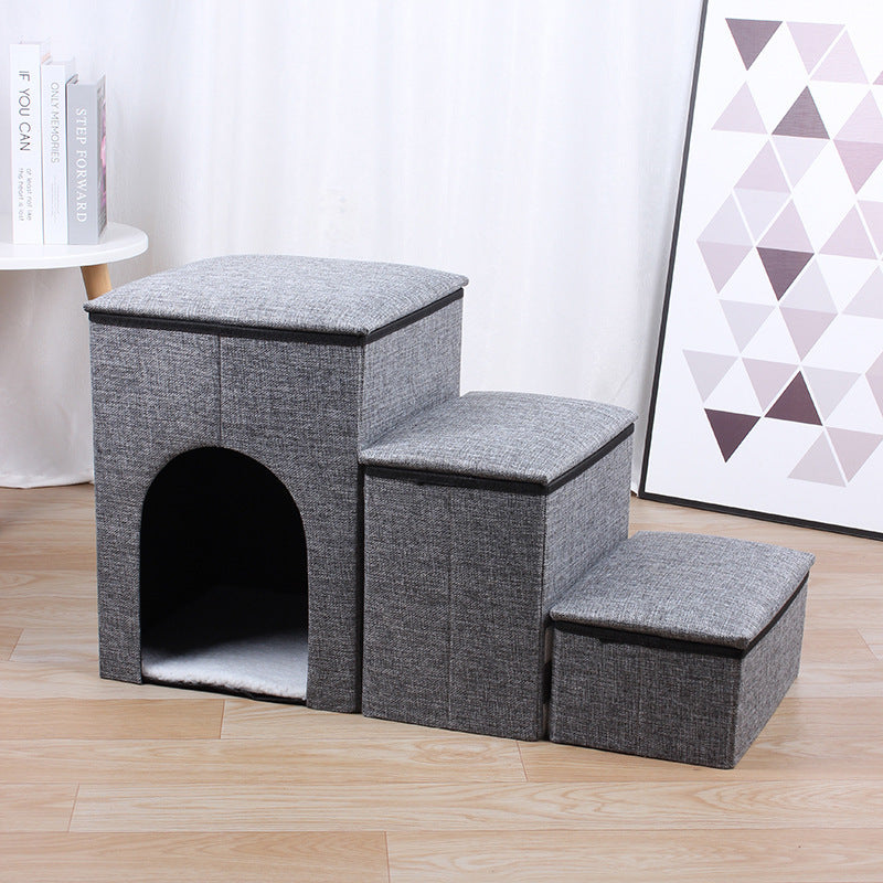 Pet Ladder Dogs And Cats Step Foldable Gray