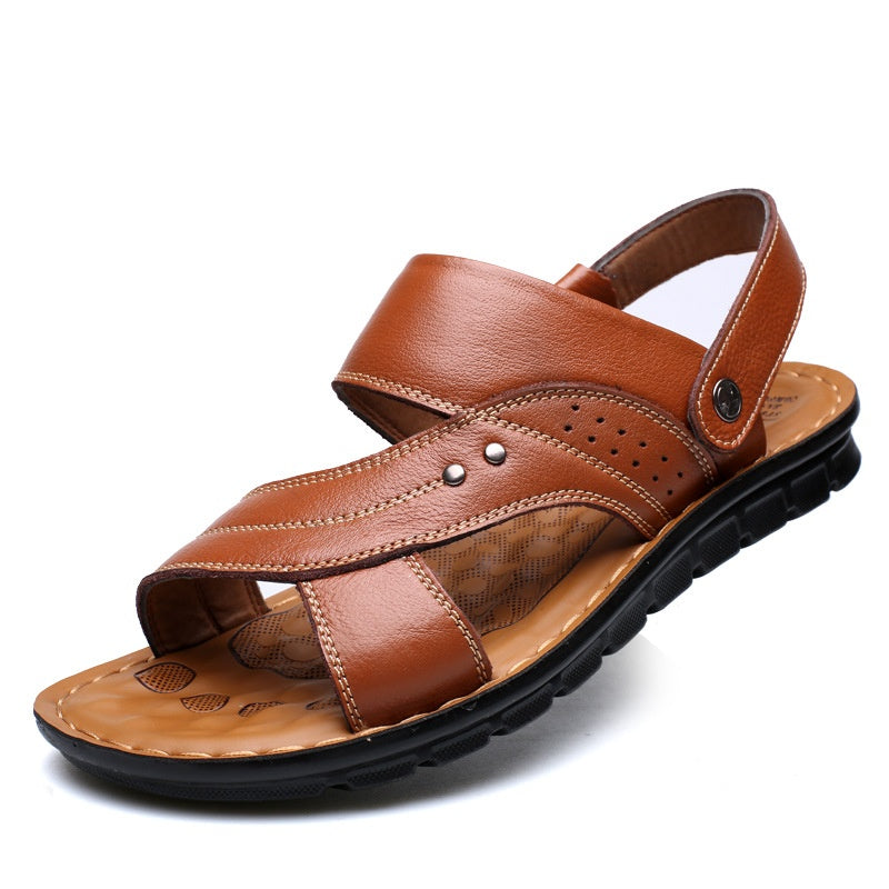 Men Sandals Summer Beach Shoes Adjustable Back Strap Design Slippers Slides Yellowish
