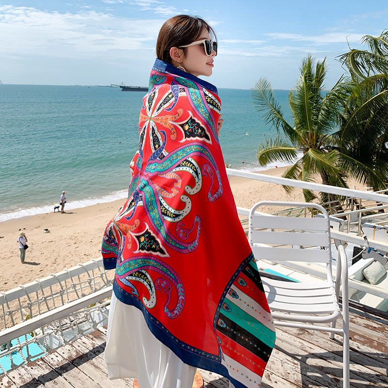 Sun-proof All-matching Shawl Beach Travel Dual-use Outdoor Beach Towel Picture 17 180X90cm