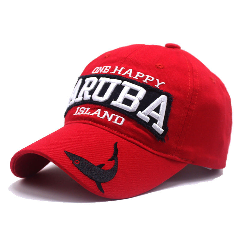 Women's Retro Grey Baseball Cap Red adjustable