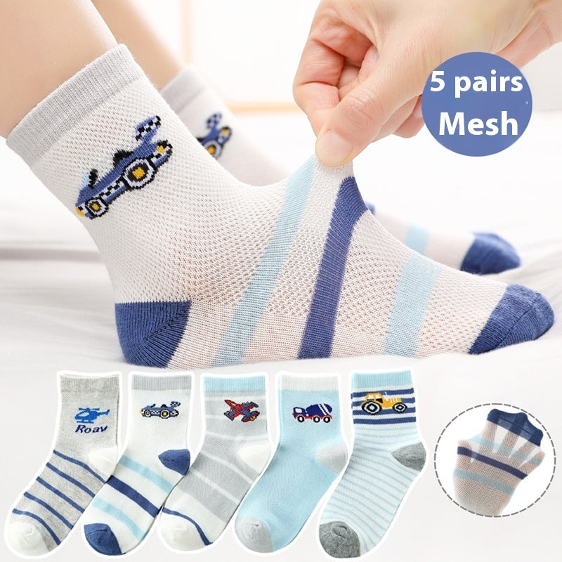 Children's Solid Color Short Socks LR621 Sports Car Aircraft