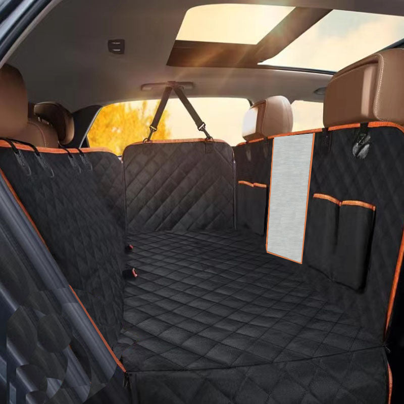 Oxford Cloth Car Pet Mat Car Rear Seat Anti-dirty Orange Edge With Net 147X137cm